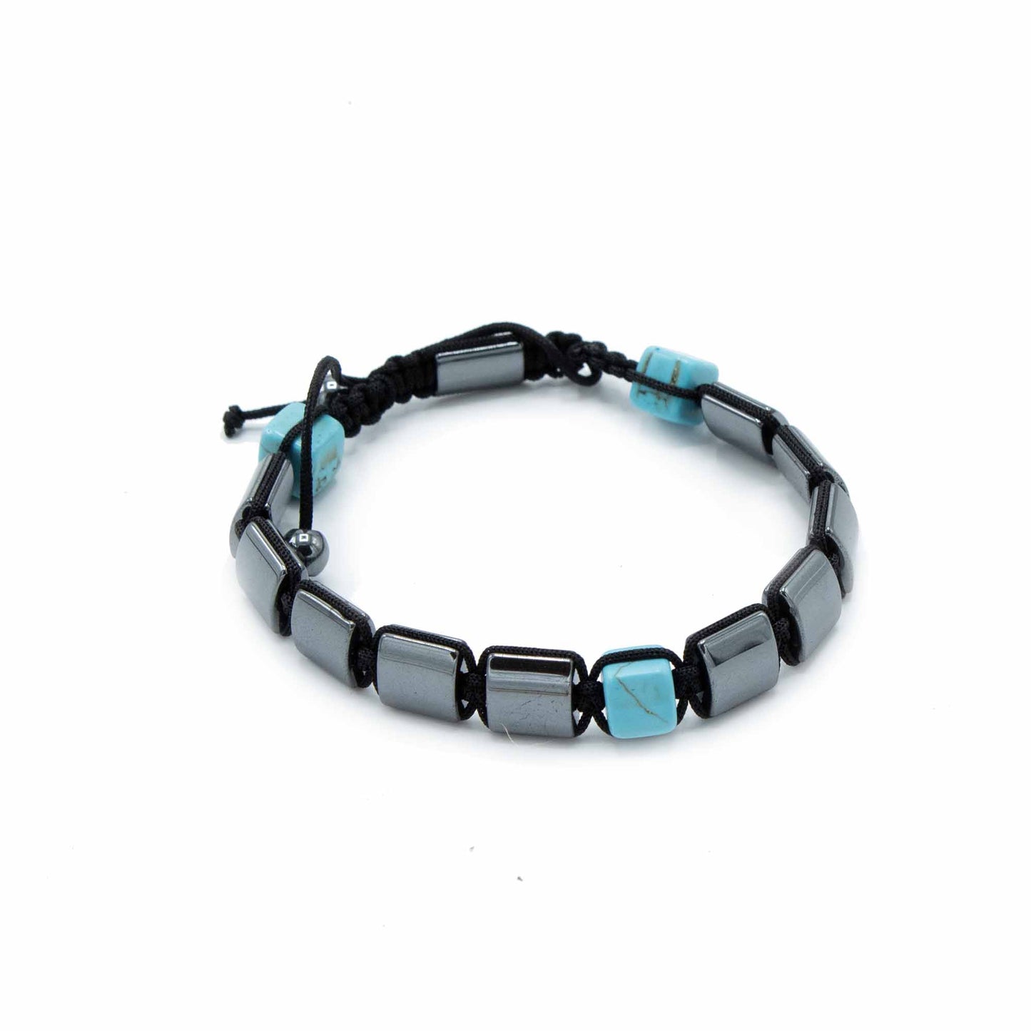 Bracelet Shamballa Hématite Magnétique - Cubique Turquoise