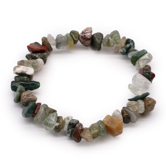 Bracelet éclats de pierres Agate Mousse | Positivité