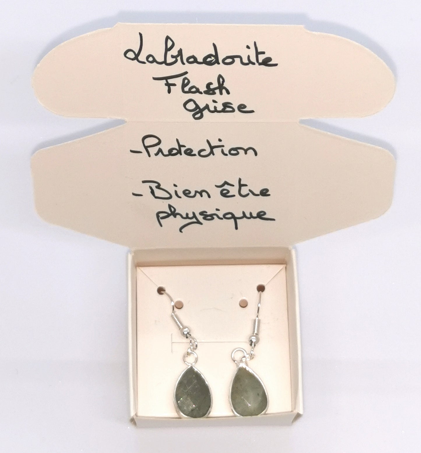 Boucles d'oreilles en métal argenté et pierres naturelles